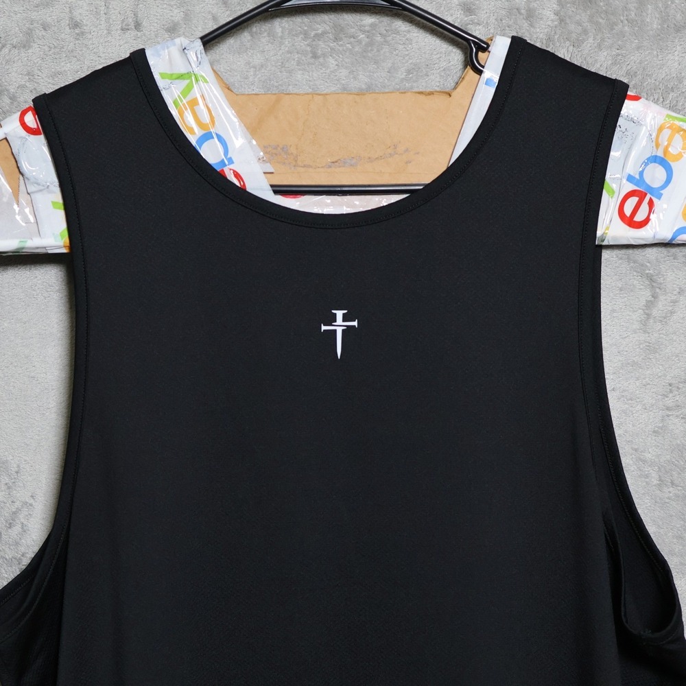 Three Nails Tank Top Mens XL Black Performance Athletic Cross Logo Casual Gym